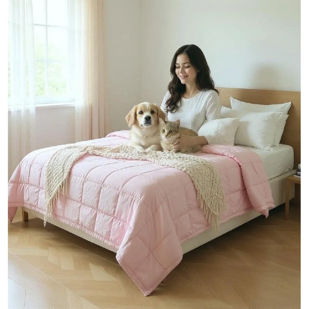 Purissimo Down Alternative Blanket Queen Pink Pet Allergen  Control Blanket NIB